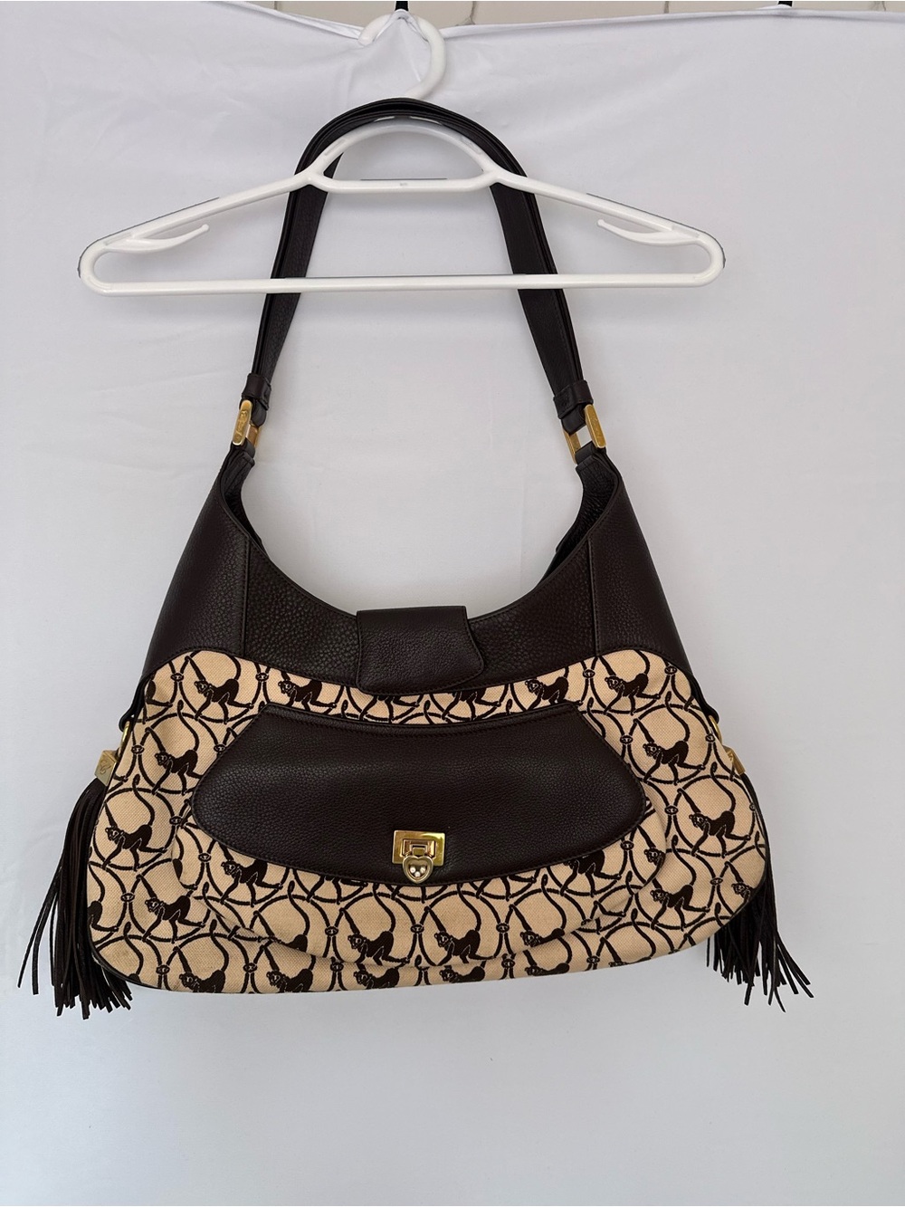 Designer-Inspired Brown and Cream Patterned Shoulder Bag. 100% authentic